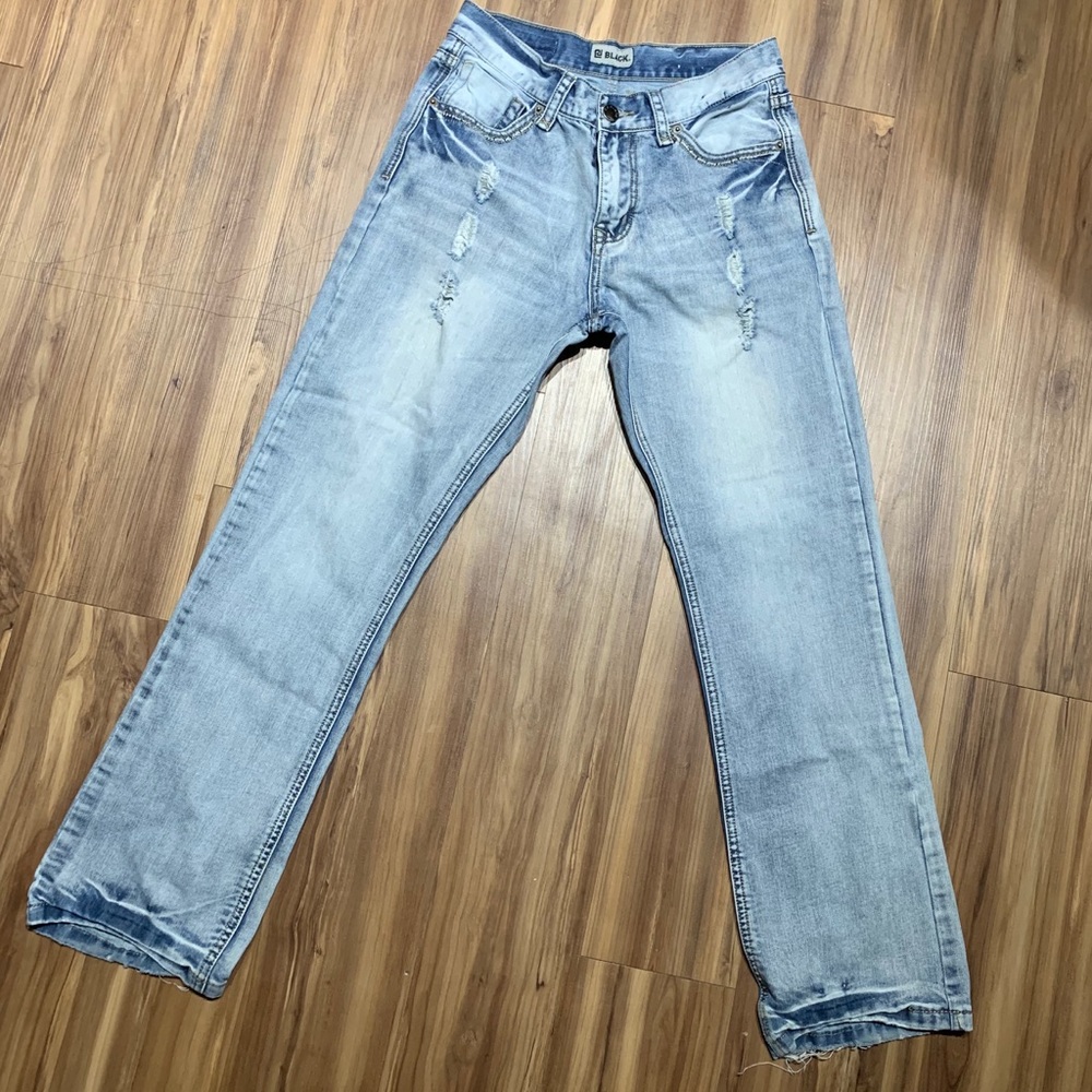 Men’s Buckle Black Boot Cut Jeans